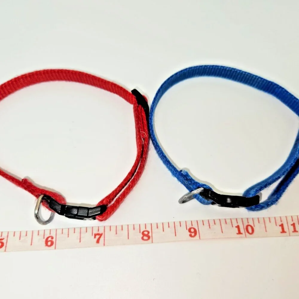 Two Small PetSmart Dog or Cat Collars. 1-Red & 1-Blue.
